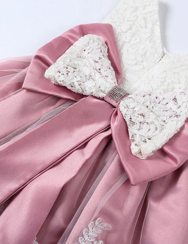Tüll-Spitzenkleid mit Schleife