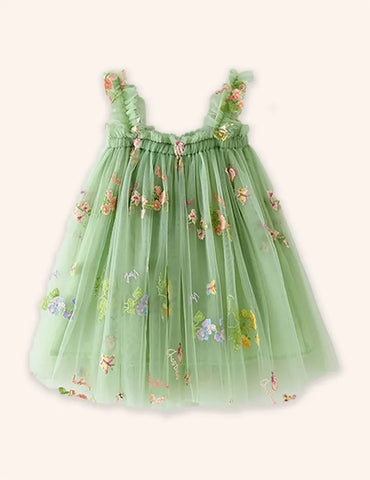 Tüllkleid mit Blumenstickerei
