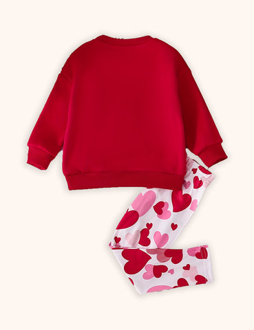 Conjunto de sudadera con estampado de amor de San Valentín