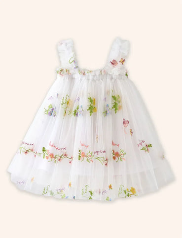 Tüllkleid mit Blumenstickerei