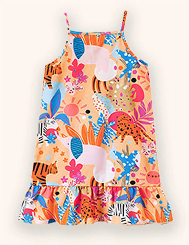 Kleid mit Tier- und Pflanzenmuster