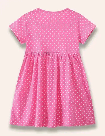 Flower Giraffe Appliqué Dotted Dress