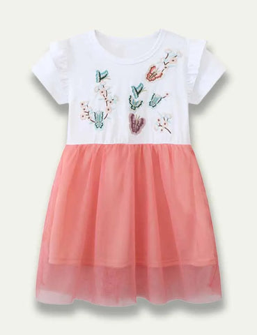 Butterfly Embroidered Short Sleeve Tulle Dress - Mini Taylor
