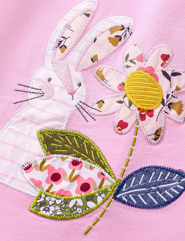 Floral Bunny Appliqué Dress