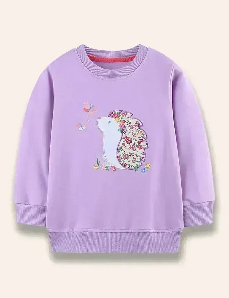 Floral Hedgehog Appliqué Sweatshirt