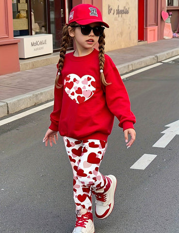 Conjunto de sudadera con estampado de amor de San Valentín