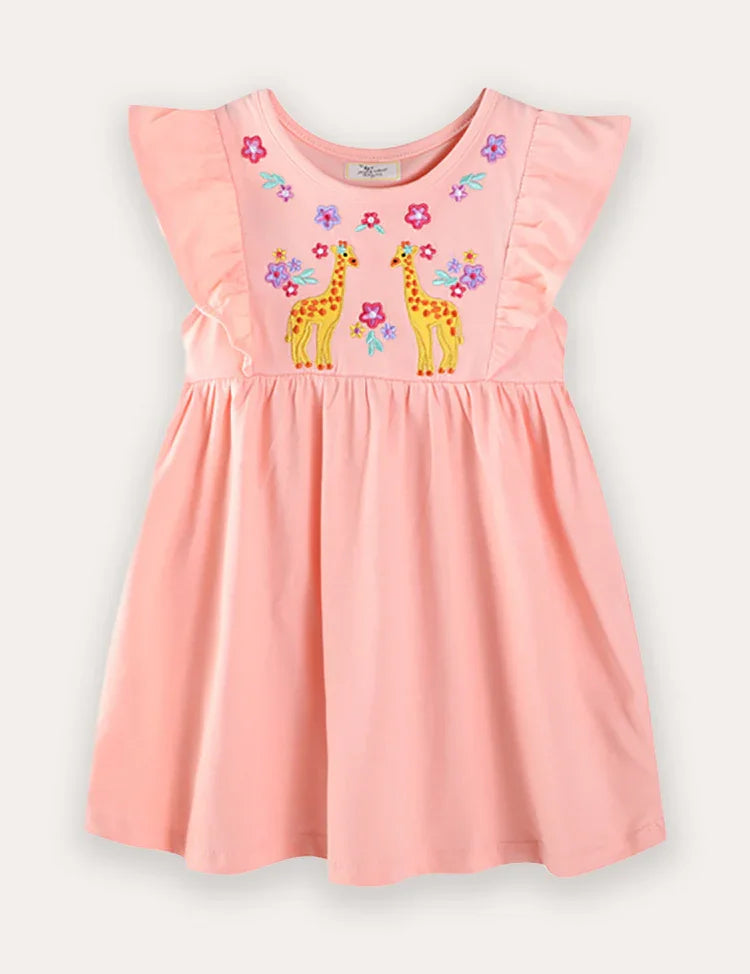 Giraffe Embroidered Dress