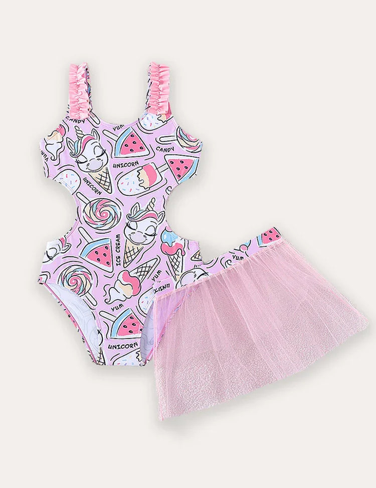 Ice Cream Printed Swimsuit Set