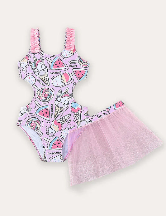 Ice Cream Printed Swimsuit Set