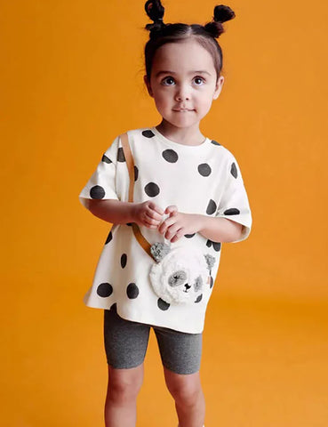 Conjunto de camiseta de manga corta y leggings con aplique de panda