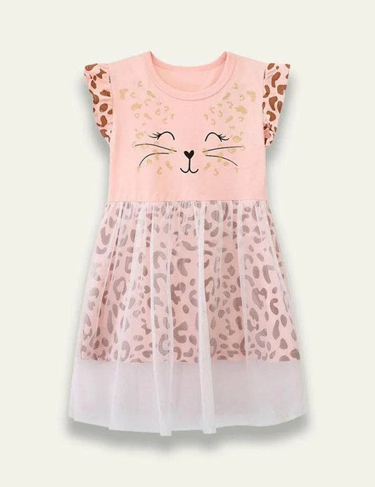 Mesh Cat Printed Dress - Mini Taylor