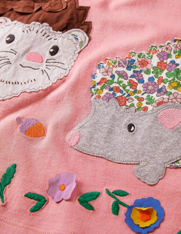 Cartoon Hedgehog Appliqué Dress - Mini berni