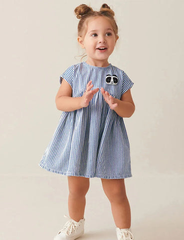 Cute Panda Striped Vest Dress