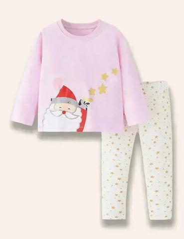 Conjunto de camiseta de manga larga con estampado navideño de Papá Noel