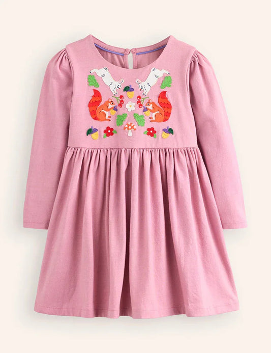 Nellie geappliqueerde flare-jurk