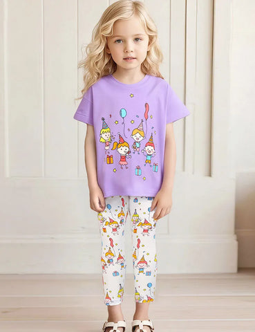 Conjunto de camiseta estampada de celebración de fiesta