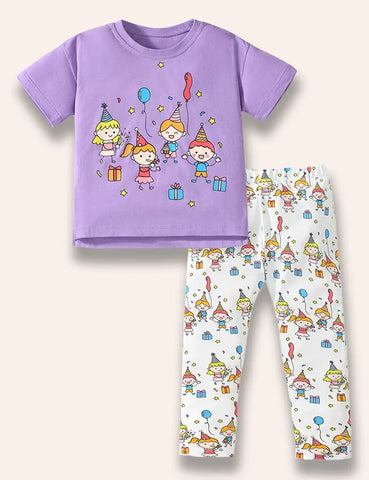 Conjunto de camiseta estampada de celebración de fiesta