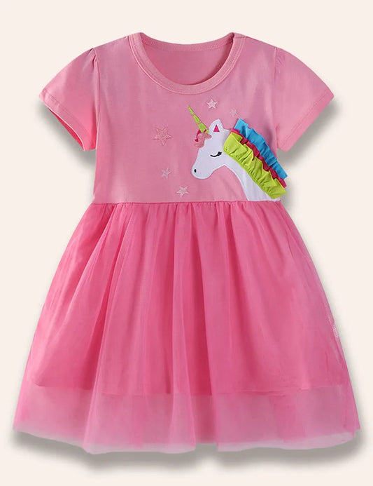 Tüllkleid Mit Einhorn-Print