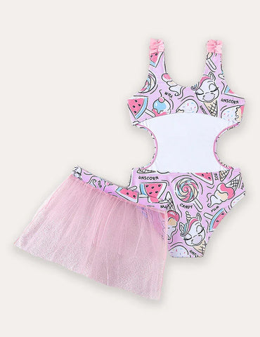 Ice Cream Printed Swimsuit Set