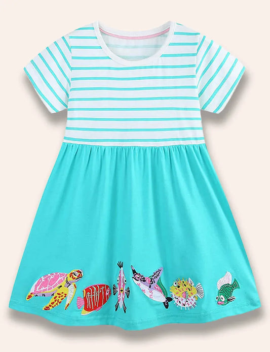 Sea World Kleid mit Tierapplikation