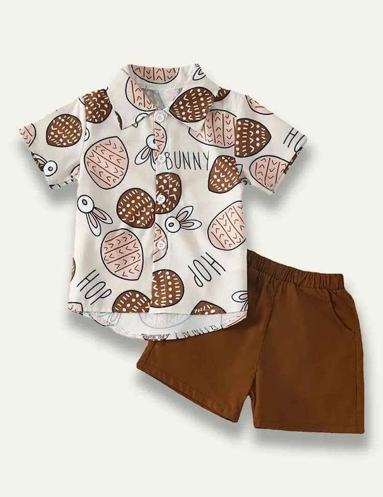 Easter Cartoon Bunny Egg Printed Shirt+Shorts - Mini Taylor