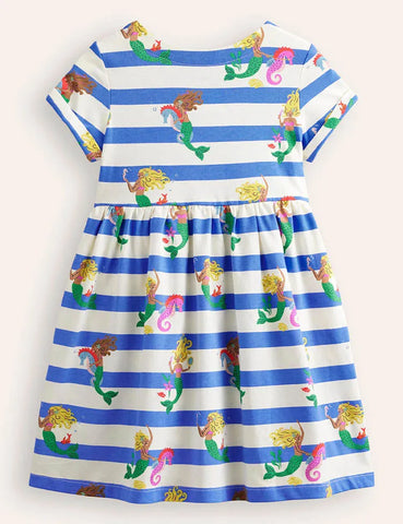 Vestido de rayas con estampado completo de sirena