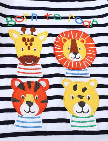 Wild Animal Friend Appliqué T-Shirt
