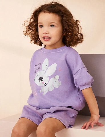 Conjunto de camiseta con estampado de conejo de dibujos animados