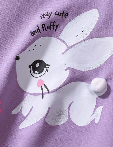 Conjunto de camiseta con estampado de conejo de dibujos animados