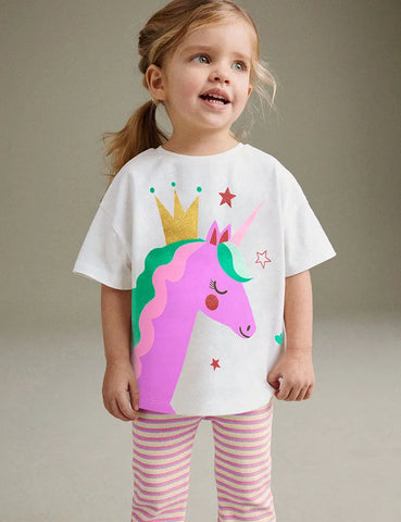 Conjunto estampado de unicornio de dibujos animados
