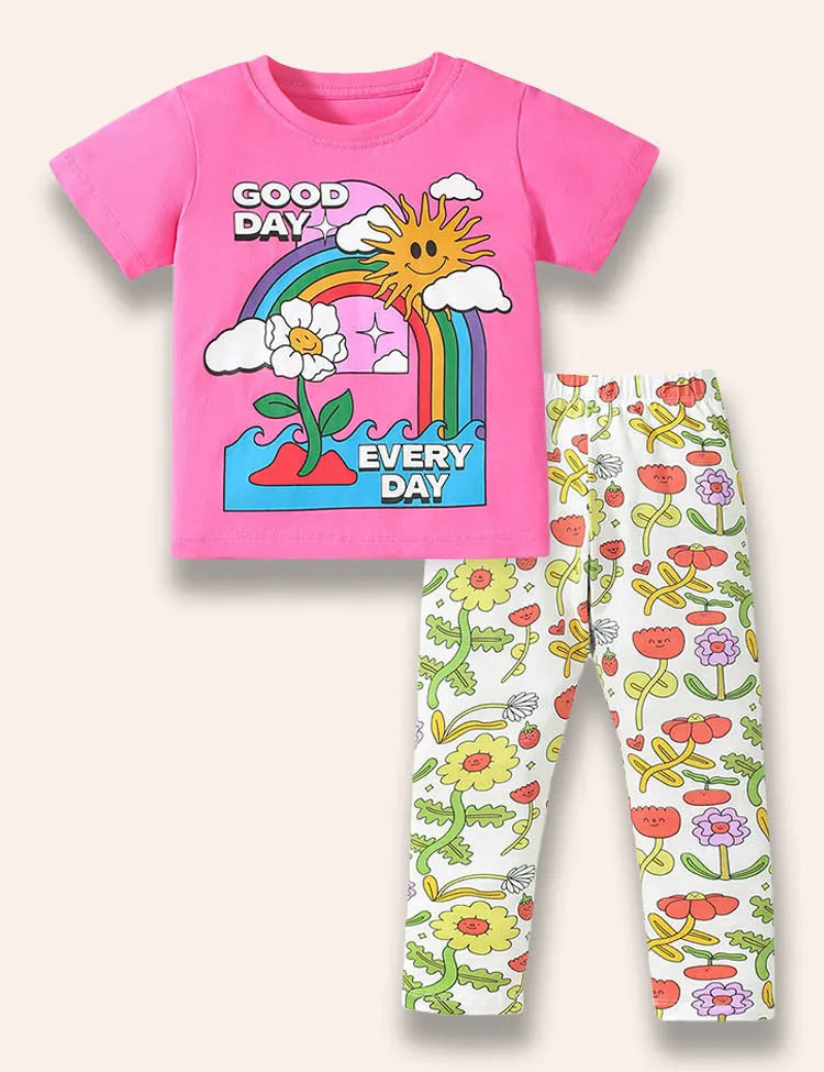 Conjunto de camiseta con estampado Rainbow Good Day