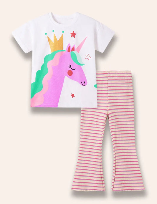 Conjunto estampado de unicornio de dibujos animados