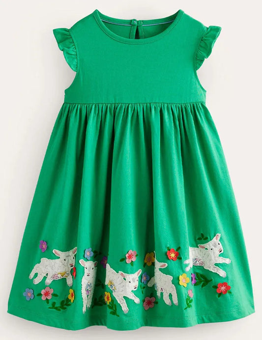 Ärmelloses Kleid mit Lamm-Applikation
