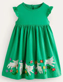 Little Sheep Appliqué Sleeveless Dress