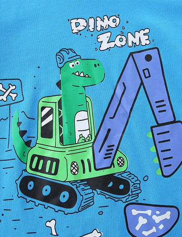 T-shirt con stampa dinosauro escavatore