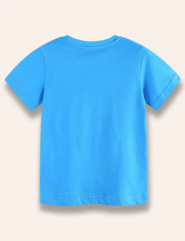 T-shirt con stampa dinosauro escavatore