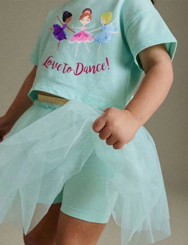 Camiseta Estampada Niña Ballet+Falda Tul