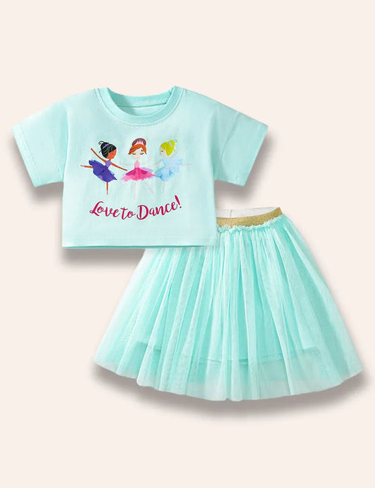 Camiseta Estampada Niña Ballet+Falda Tul