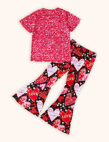 Conjunto de camiseta con estampado de amor de San Valentín