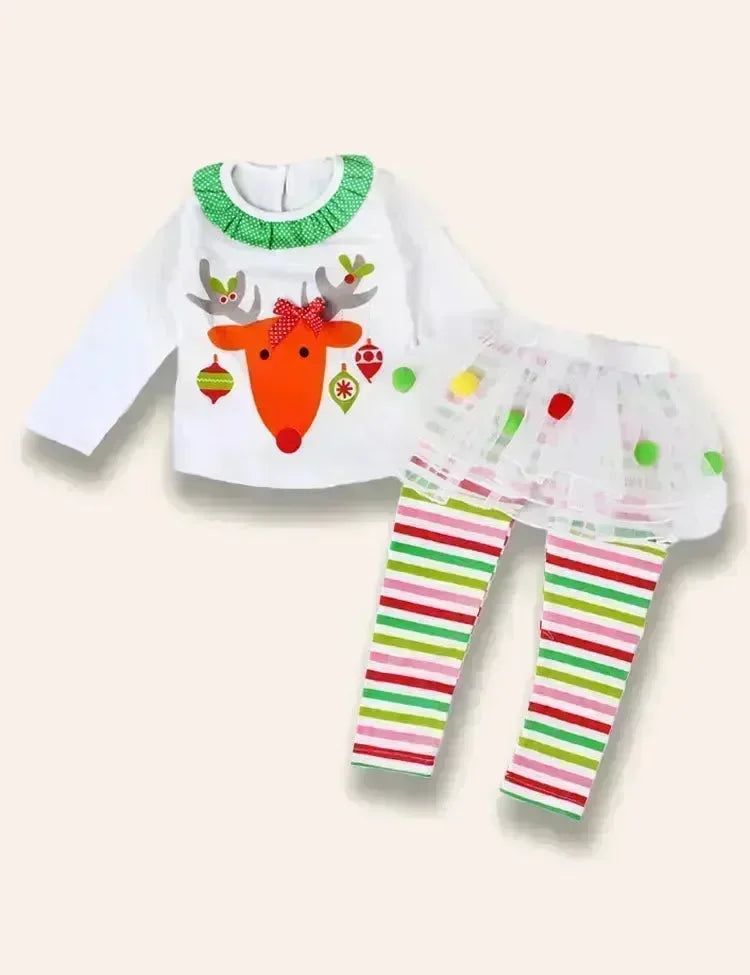 Conjunto estampado de renos lindos navideños