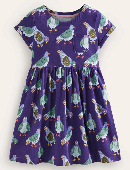 Vollbedrucktes Kleid Mit Taubenprint