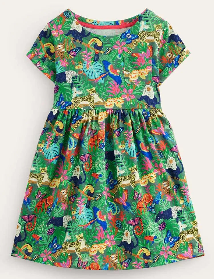 Bedrucktes Kleid Mit Waldtieren