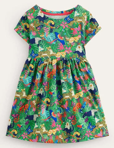 Bedrucktes Kleid Mit Waldtieren