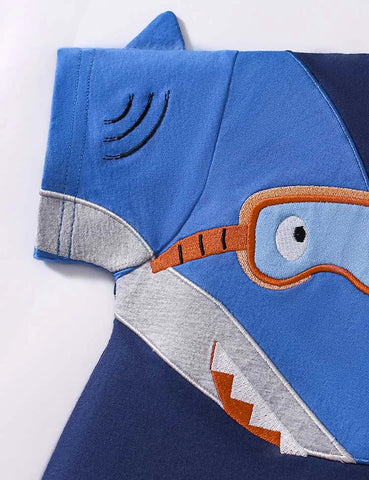Shark Print Short Sleeve T-Shirt and Shorts Set