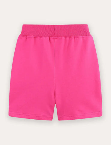 Animal Embroidered Cotton Shorts