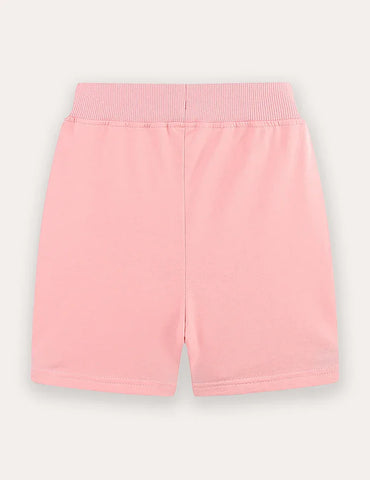 Flower Embroidered Cotton Shorts
