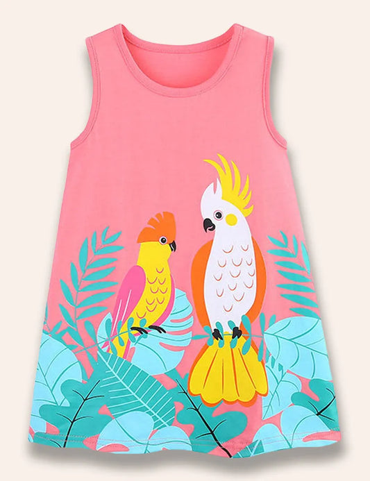 Abito gilet stampato pappagallo