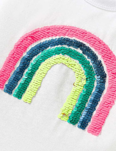 Conjunto de camiseta con lentejuelas y arcoíris
