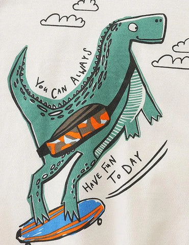 Cartoon Dinosaur Printed Sweatshirt - Mini Taylor