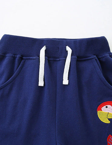Papegaai geborduurde katoenen shorts